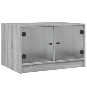 vidaXL Mesa de centro con puertas de vidrio gris Sonoma 68x50x42 cm