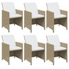vidaXL Set comedor de jard&iacute;n 7 pzas con cojines rat&aacute;n sint&eacute;tico beige