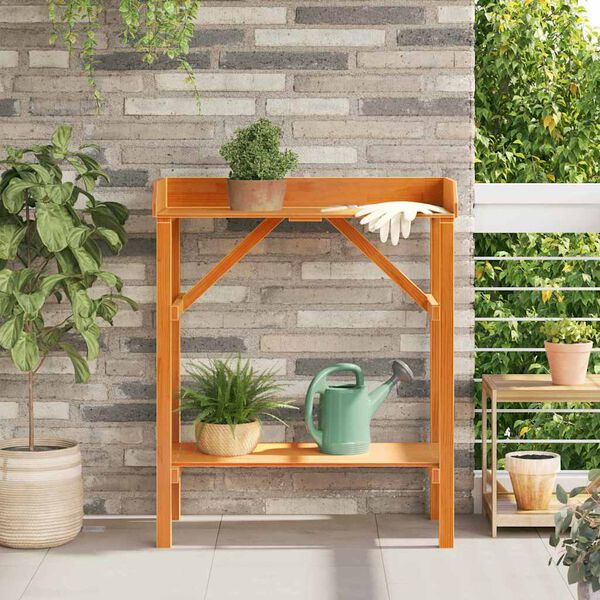 vidaXL Soportes para plantas con estante Marrón 75 x 40 x 90 cm