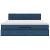 vidaXL Cama otomana con colch&oacute;n y luces LED tela azul 180x200cm