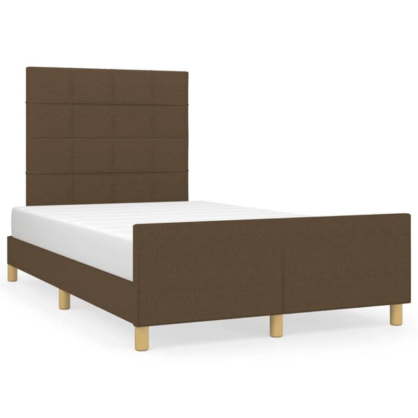 vidaXL Estructura de cama sin colch&oacute;n tela marr&oacute;n oscuro 120x190 cm