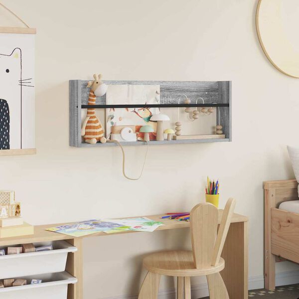 vidaXL Estante de revistas con estante Gris Sonoma 80 x 12 x 30 cm