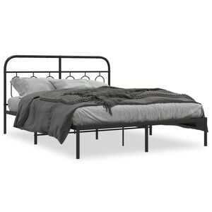 vidaXL Estructura cama sin colchón con cabecero metal negro 135x190 cm