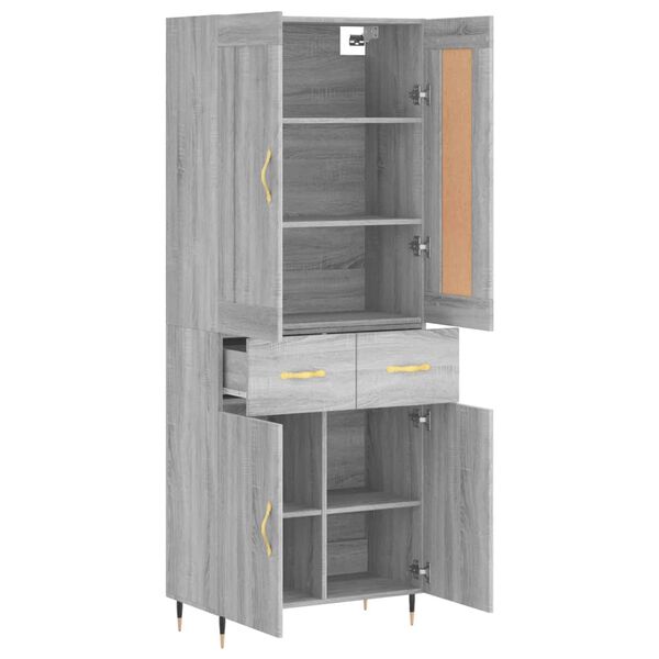 vidaXL Aparador alto madera contrachapada gris sonoma 69,5x34x180 cm