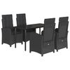 vidaXL Set de muebles jard&iacute;n 5 pzas con cojines rat&aacute;n sint&eacute;tico negro