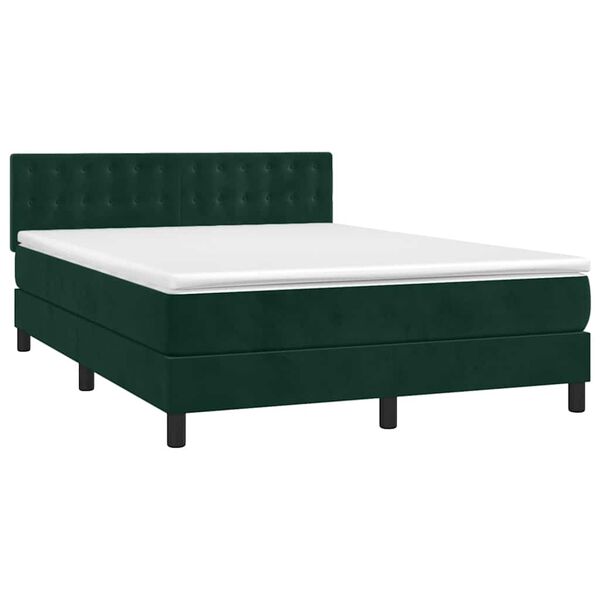 vidaXL Cama box spring con colch&oacute;n terciopelo verde oscuro 140x200 cm