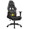 vidaXL Silla gaming de masaje y reposapiés cuero sintético negro gris