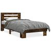 vidaXL Estructura cama madera ingenier&iacute;a metal roble humo 75x190 cm