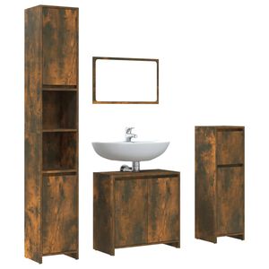 vidaXL Set de muebles ba&ntilde;o 4 pzas madera contrachapada roble ahumado