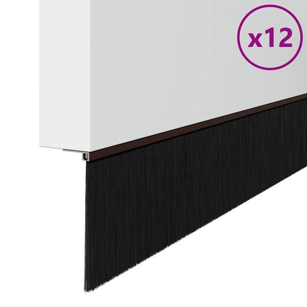 vidaXL Sellos de cepillo para puertas autoadhesivos 12 pcs Marr&oacute;n
