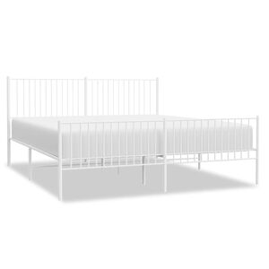 vidaXL Estructura cama sin colch&oacute;n con estribo metal blanco 193x203 cm
