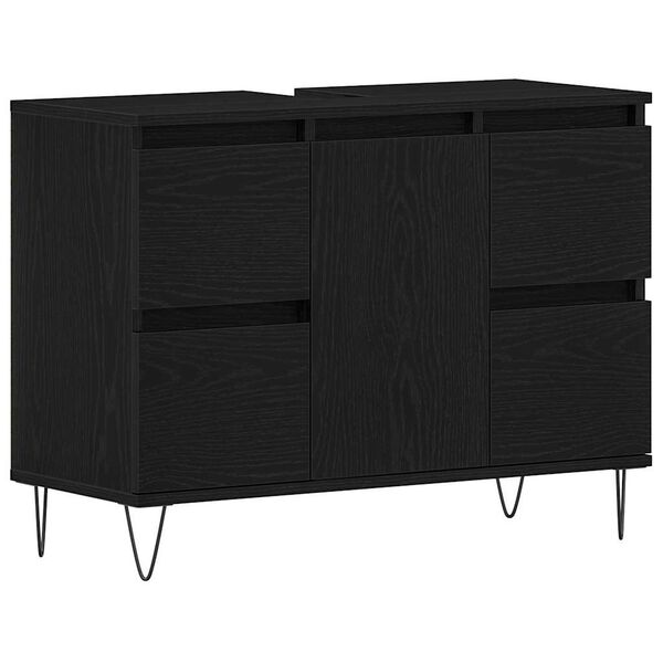 vidaXL Gabinete de Lavabo para Baño Roble Negro 80 x 33 x 60 cm