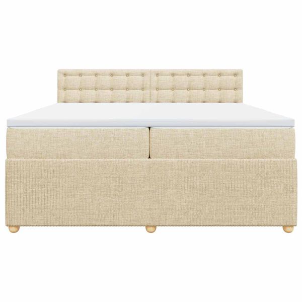 vidaXL Cama box spring con colch&oacute;n tela color crema 200x200 cm