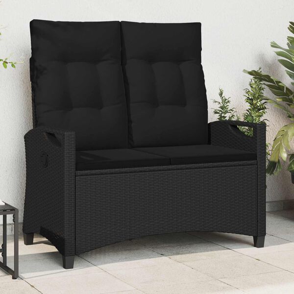 vidaXL Banco de jard&iacute;n Negro 105 x 60 x 112 cm Acero y Poli&eacute;ster