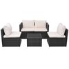 vidaXL Set muebles de jard&iacute;n 5 piezas y cojines rat&aacute;n sint&eacute;tico negro