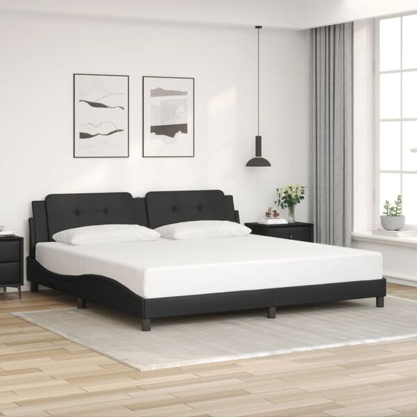 vidaXL Estructura de cama con LED sin colch&oacute;n Zadar negro 200x200 cm
