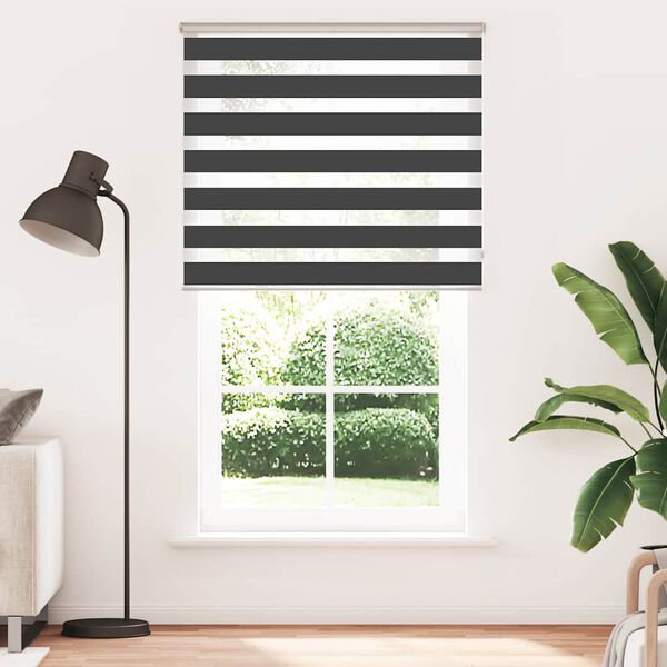 vidaXL Estor cebra negro 110x200 cm tejido ancho 105,9 cm poli&eacute;ster