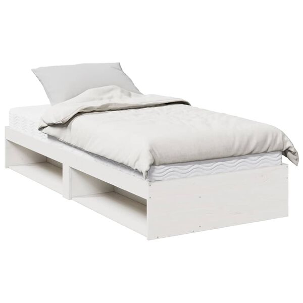 vidaXL Sofá cama con colchón madera maciza de pino blanco 80x200 cm