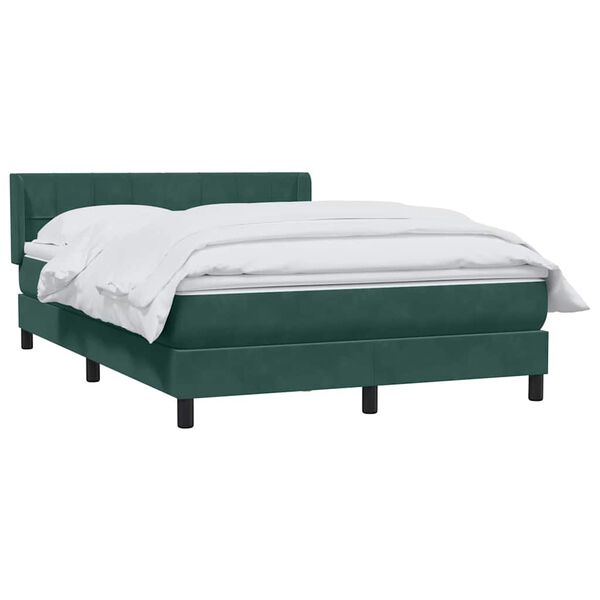 vidaXL Cama box spring con colch&oacute;n terciopelo verde oscuro 140x220 cm