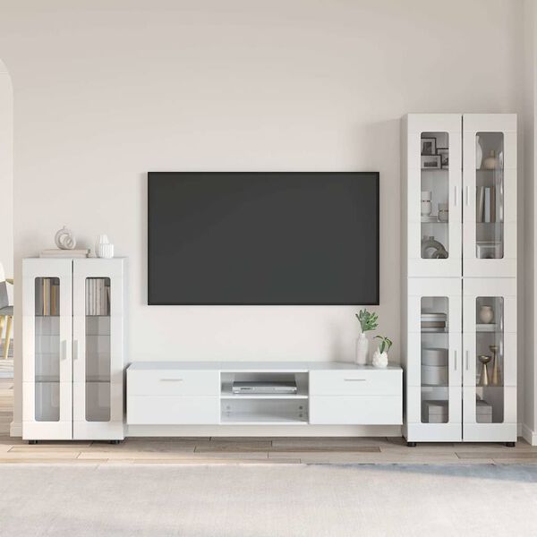 vidaXL Conjunto de mueble de TV FLORIN brillante Madera de ingenier&iacute;a