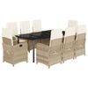 vidaXL Set comedor de jard&iacute;n 9 pzas con cojines rat&aacute;n sint&eacute;tico beige