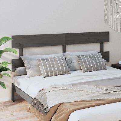 vidaXL Cabecero de cama madera maciza de pino gris 184x3x81 cm