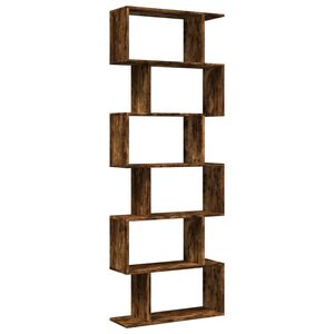 vidaXL Librer&iacute;a divisora 6 niveles madera roble ahumado 70x24x193 cm