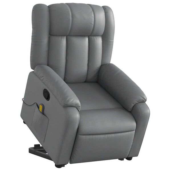 vidaXL Sill&oacute;n reclinable de masaje de pie cuero artificial gris