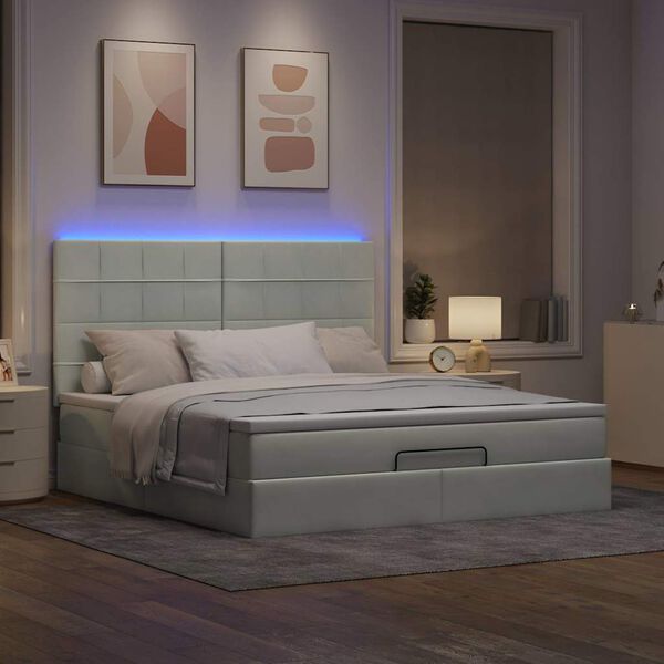 vidaXL Estructura cama otomana colchones terciopelo gris claro