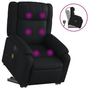 vidaXL Sill&oacute;n reclinable de masaje de pie cuero artificial negro