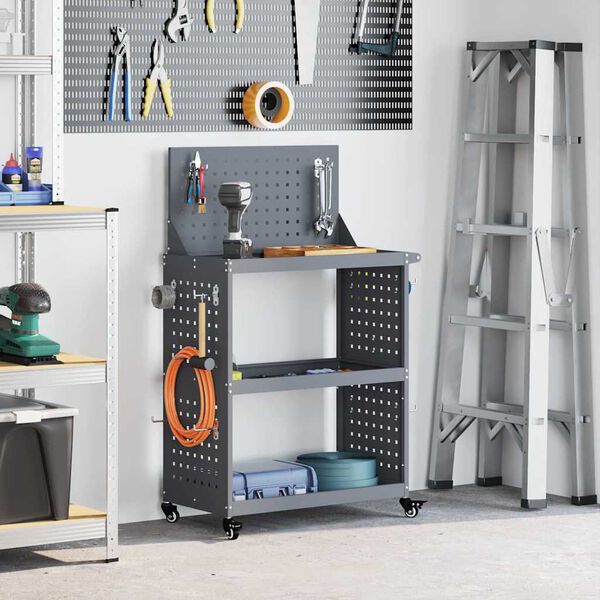 vidaXL Carro de herramientas con estante Antracita 65 x 35 x 111 cm