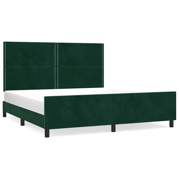 vidaXL Estructura cama sin colch&oacute;n terciopelo verde oscuro 200x200 cm