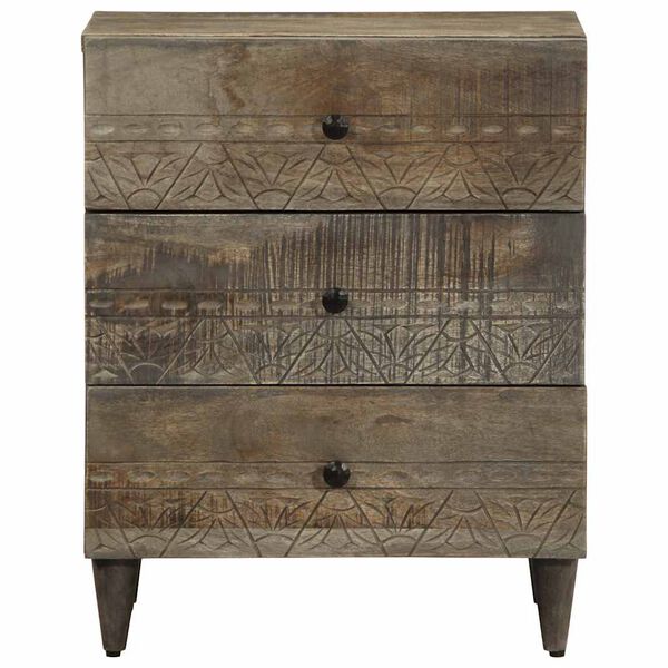 vidaXL Mesita de noche madera maciza de mango gris claro 50x33x60 cm