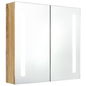 vidaXL Armario de ba&ntilde;o con espejo y LED color roble 62x14x60 cm