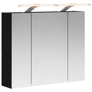 vidaXL Armario con espejo de ba&ntilde;o Roble Negro 60 x 14,5 x 50 cm