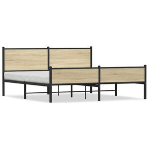 vidaXL Estructura de cama sin colch&oacute;n metal roble Sonoma 160x200 cm