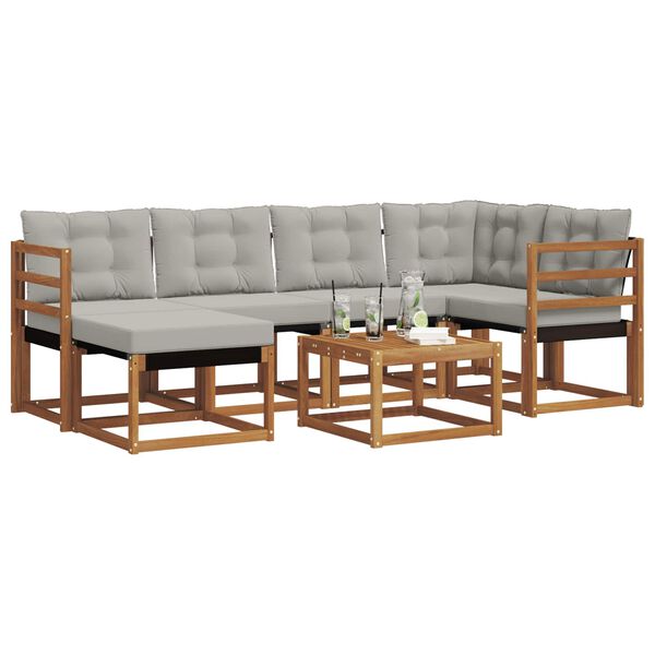 vidaXL Conjunto de sof&aacute;s de exterior 7 pcs Gris Natural y Claro