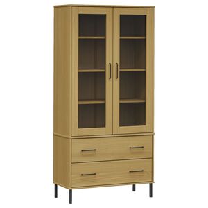 vidaXL Librer&iacute;a patas de metal OSLO madera maciza marr&oacute;n 85x35x172,5cm