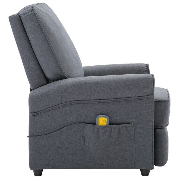 vidaXL Sillón de masaje de tela gris oscuro