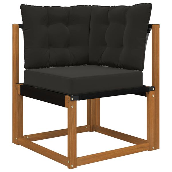 vidaXL Coj&iacute;n para sof&aacute; de exterior 3 pcs Negro Poli&eacute;ster