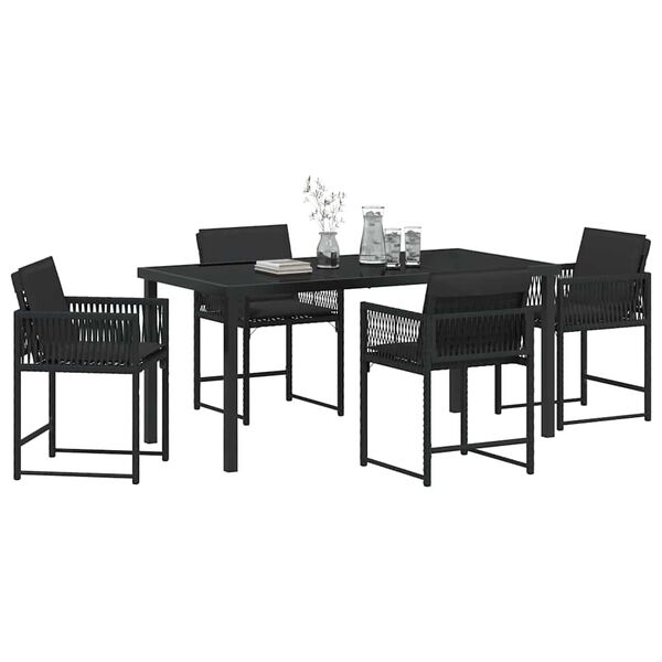 vidaXL Conjunto de Comedor de Jardín 5 pcs Negro ratán sintético