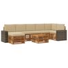vidaXL Conjunto de sof&aacute;s de exterior 8 uds. 8 plaza Natural y Beige
