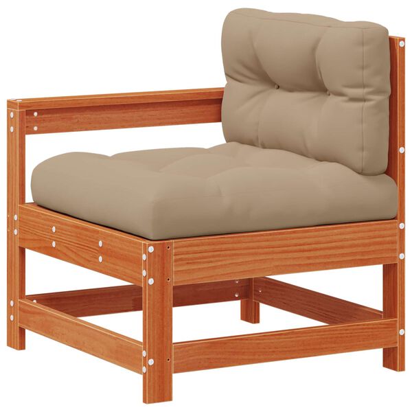 vidaXL Conjunto de Sof&aacute;s de Jard&iacute;n 10 pcs Marr&oacute;n Cera Pino macizo