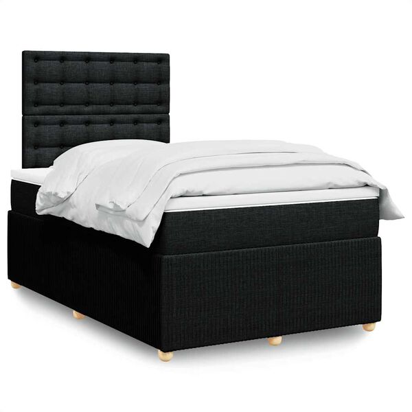 vidaXL Cama box spring con colch&oacute;n tela negro 120x200 cm
