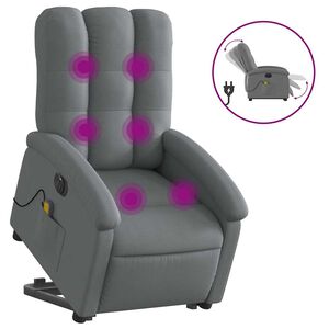 vidaXL Sill&oacute;n de masaje el&eacute;ctrico reclinable elevable tela gris oscuro