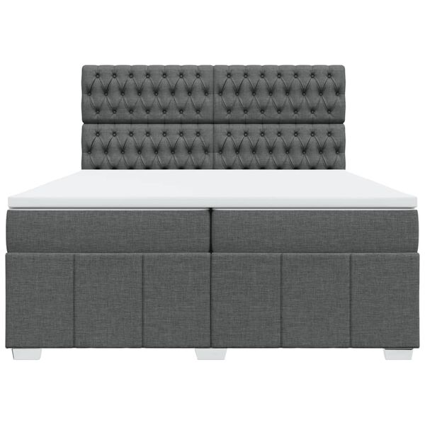 vidaXL Cama box spring con colch&oacute;n tela gris oscuro 200x200 cm