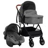 vidaXL Cochecito de beb&eacute; 3 en 1 de acero gris claro y negro