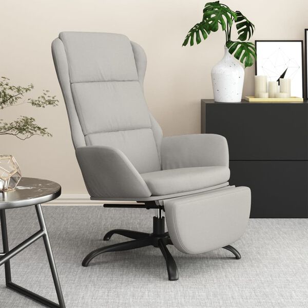 vidaXL Sill&oacute;n de relax con reposapi&eacute;s tela de microfibra gris claro