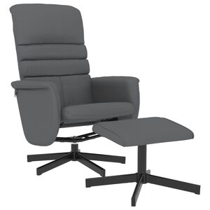 vidaXL Sill&oacute;n reclinable con reposapi&eacute;s cuero sint&eacute;tico gris