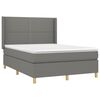 vidaXL Cama box spring colch&oacute;n y luces LED tela gris oscuro 140x200 cm